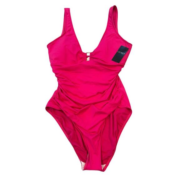 Lauren by Ralph Lauren Ring Swimsuit One Piece Orchid Pink Size 16 NWT - Picture 5 of 13